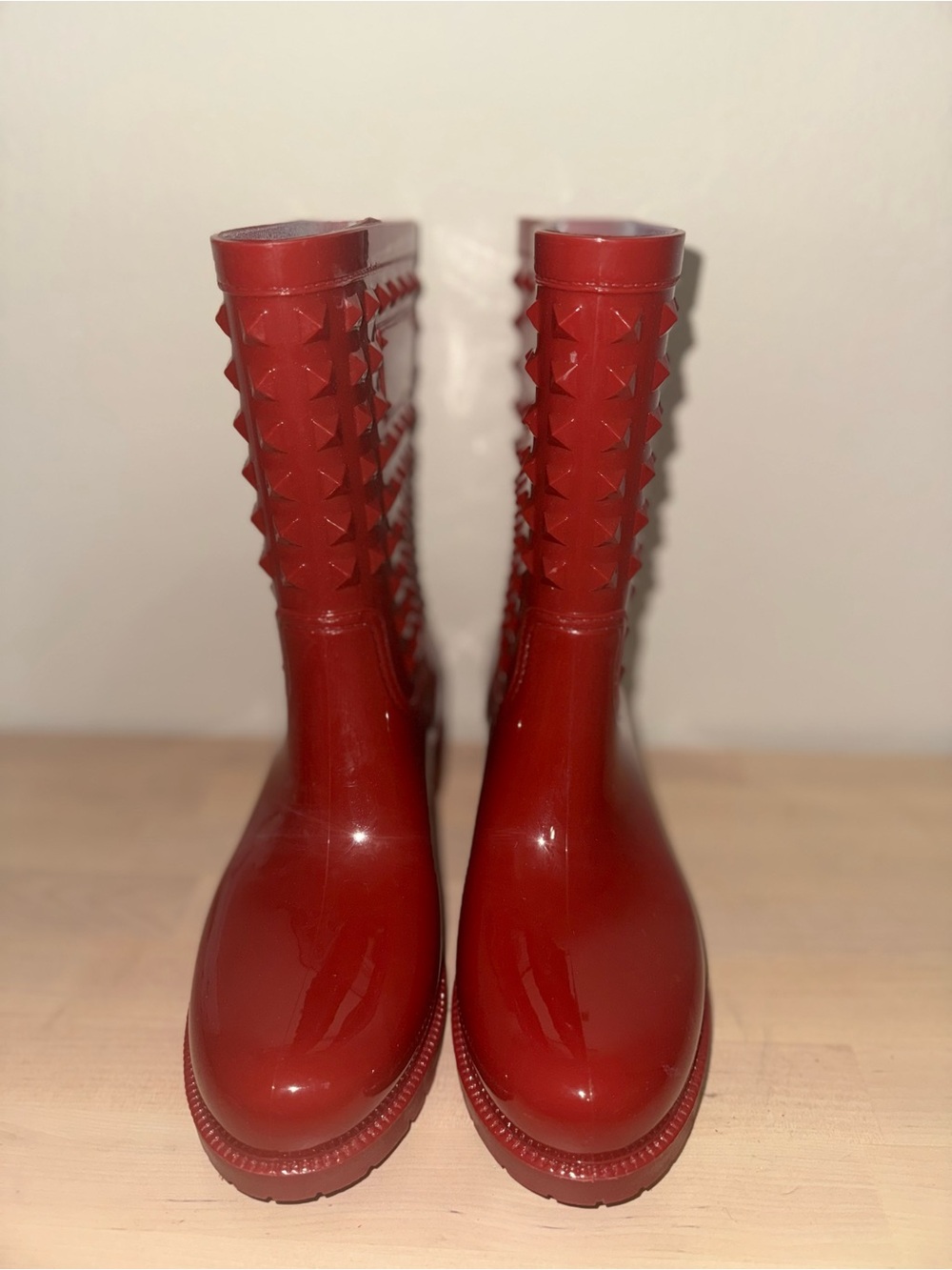 Red Studded Rain Boots - Women's Waterproof Chelsea Style